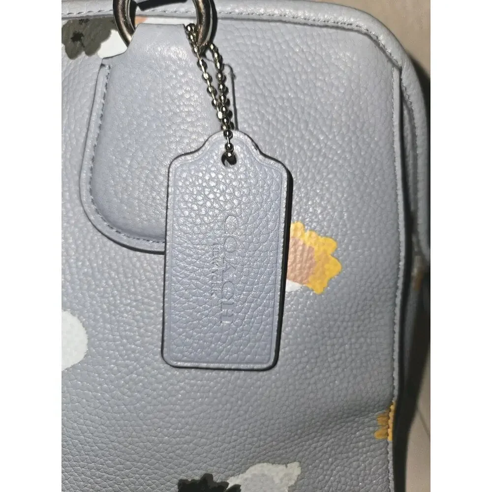 COACH Nolita Blue Floral Print Pebbled Leather Satchel Tote Shoulder Bag 37176 - Picture 5 of 16